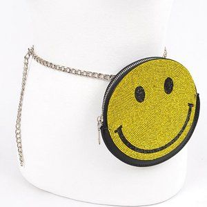BNWT Brand New Rhinestone Smiley Face Crossbody Bag Belt Bag Novelty Bag